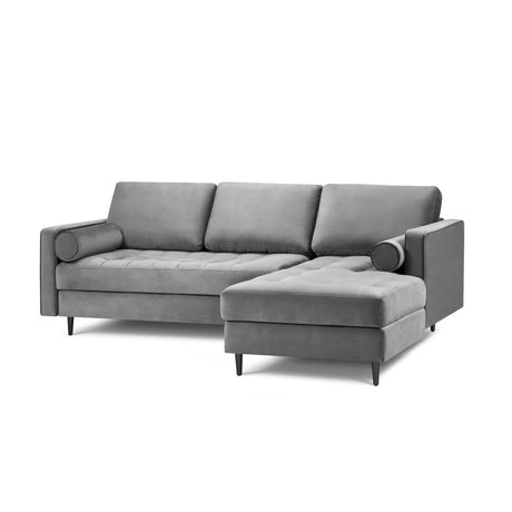 Aspen 4-Sitzer Ecksofa, Rechte Seite, aus Samt in Grau (Salvador 17), 236x170x90 cm von Cosmopolitan Design – Bild 1