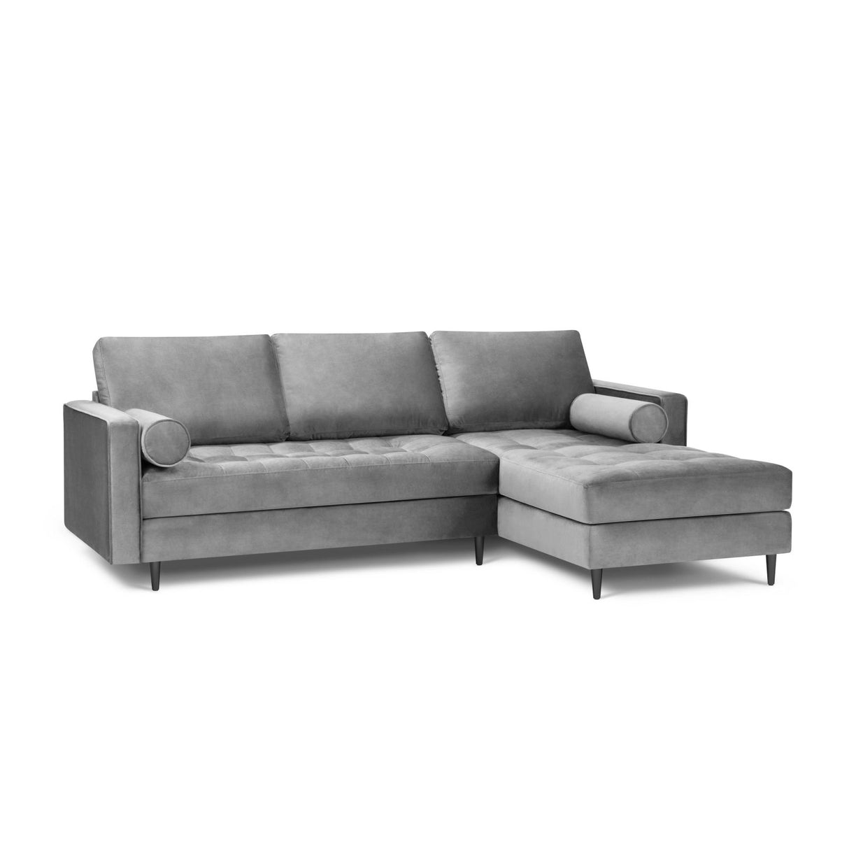 Aspen 4-Sitzer Ecksofa, Rechte Seite, aus Samt in Grau (Salvador 17), 236x170x90 cm von Cosmopolitan Design – Bild 2