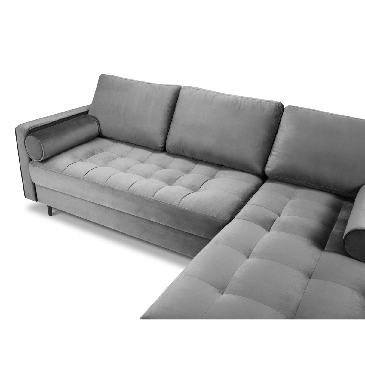 Aspen 4-Sitzer Ecksofa, Rechte Seite, aus Samt in Grau (Salvador 17), 236x170x90 cm von Cosmopolitan Design – Bild 4