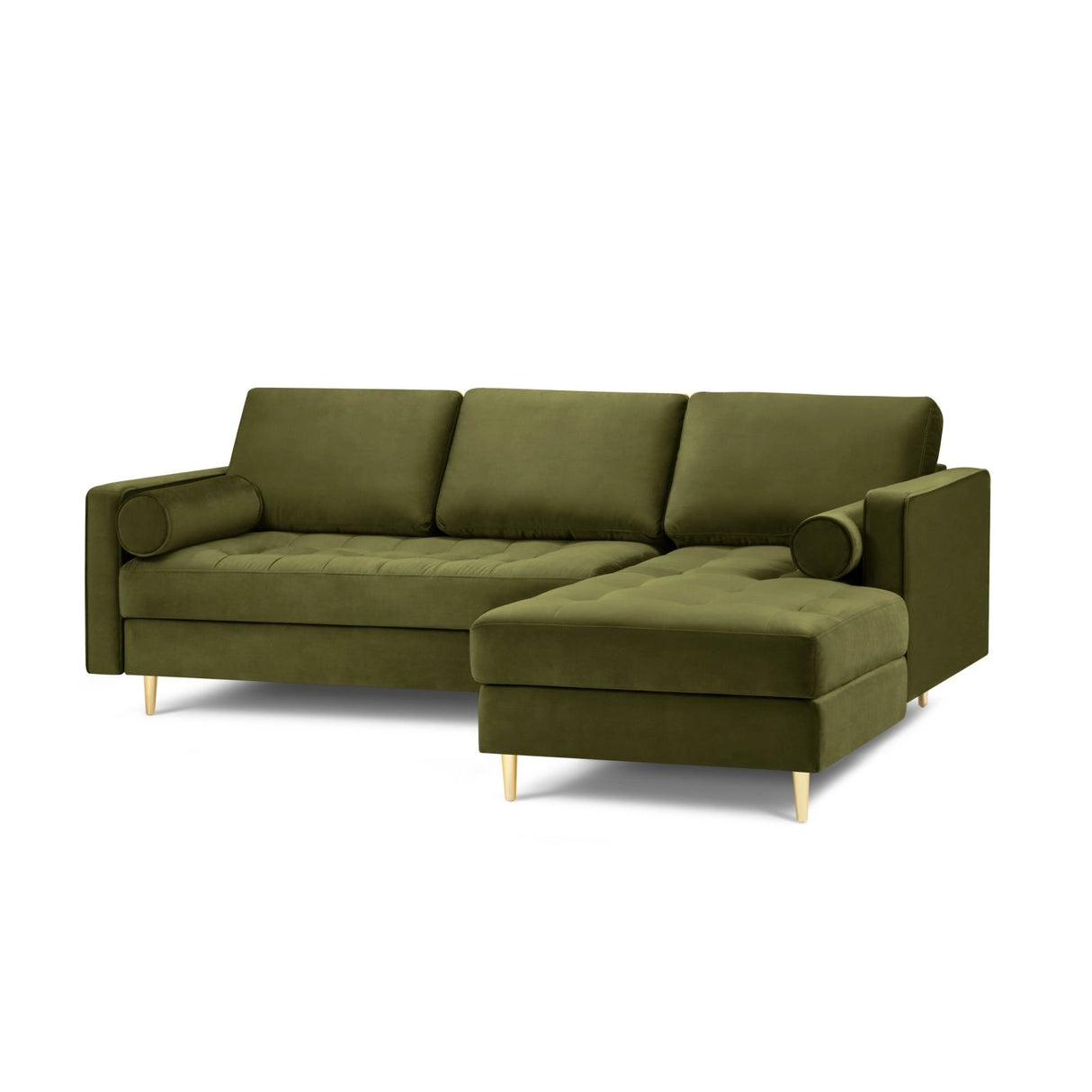 Aspen 4-Sitzer Ecksofa, Rechte Seite, aus Samt in Grün (Salvador 8), 236x170x90 cm von Cosmopolitan Design – Bild 1