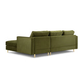 Aspen 4-Sitzer Ecksofa, Rechte Seite, aus Samt in Grün (Salvador 8), 236x170x90 cm von Cosmopolitan Design – Bild 3
