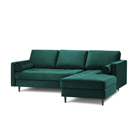 Aspen 4-Sitzer Ecksofa, Rechte Seite, aus Samt in Petrol (Salvador 6), 236x170x90 cm von Cosmopolitan Design – Bild 1