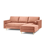 Aspen 4-Sitzer Ecksofa, Rechte Seite, aus Samt in Rosa (Salvador 11), 236x170x90 cm von Cosmopolitan Design – Bild 1