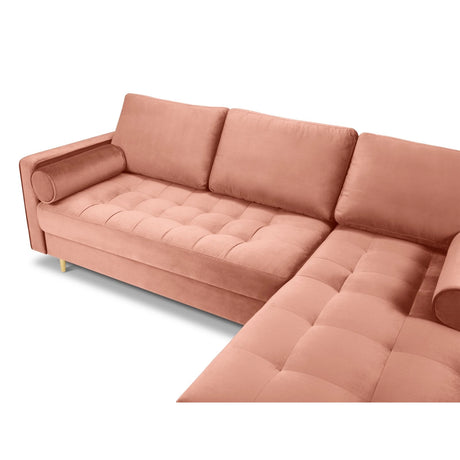 Aspen 4-Sitzer Ecksofa, Rechte Seite, aus Samt in Rosa (Salvador 11), 236x170x90 cm von Cosmopolitan Design – Bild 4