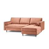 Aspen 4-Sitzer Ecksofa, Rechte Seite, aus Samt in Rosa (Salvador 11), 236x170x90 cm von Cosmopolitan Design – Bild 1