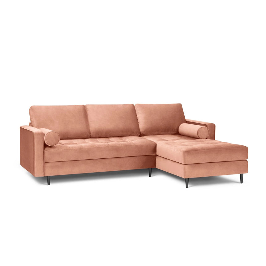 Aspen 4-Sitzer Ecksofa, Rechte Seite, aus Samt in Rosa (Salvador 11), 236x170x90 cm von Cosmopolitan Design – Bild 2