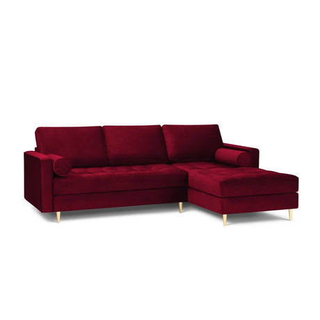 Aspen 4-Sitzer Ecksofa, Rechte Seite, aus Samt in Rot (Salvador 13), 236x170x90 cm von Cosmopolitan Design – Bild 2