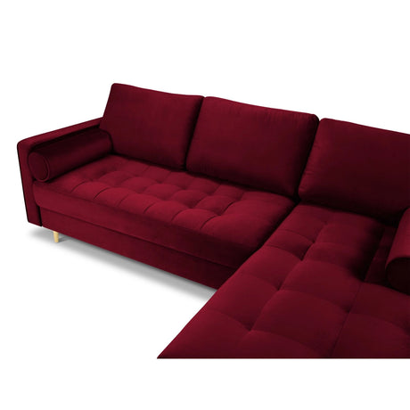 Aspen 4-Sitzer Ecksofa, Rechte Seite, aus Samt in Rot (Salvador 13), 236x170x90 cm von Cosmopolitan Design – Bild 4