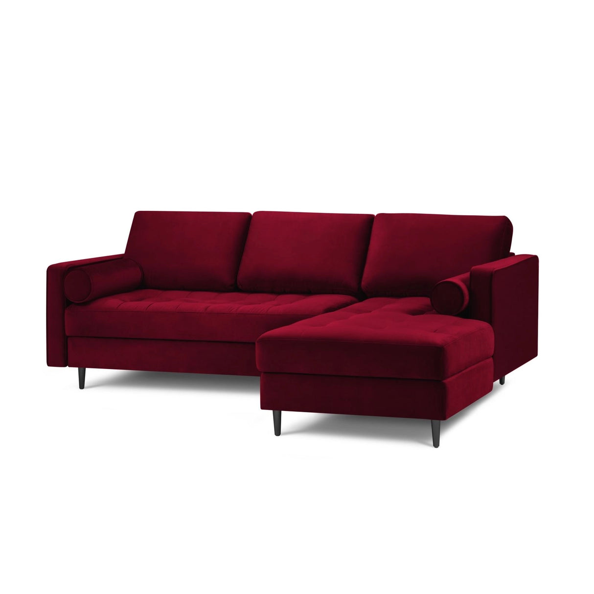 Aspen 4-Sitzer Ecksofa, Rechte Seite, aus Samt in Rot (Salvador 13), 236x170x90 cm von Cosmopolitan Design – Bild 1