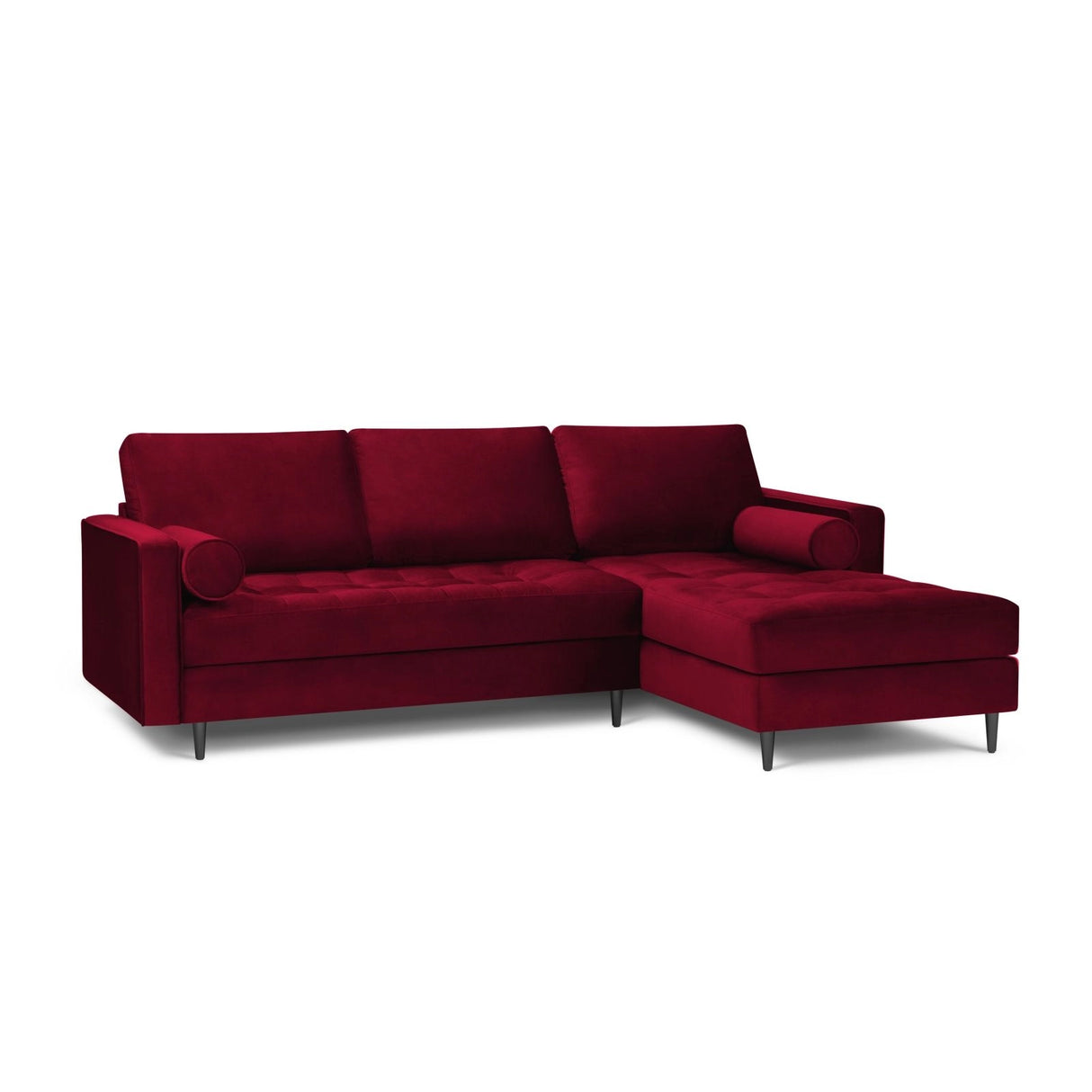 Aspen 4-Sitzer Ecksofa, Rechte Seite, aus Samt in Rot (Salvador 13), 236x170x90 cm von Cosmopolitan Design – Bild 2