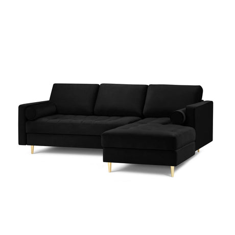 Aspen 4-Sitzer Ecksofa, Rechte Seite, aus Samt in Schwarz (Salvador 19), 236x170x90 cm von Cosmopolitan Design – Bild 1
