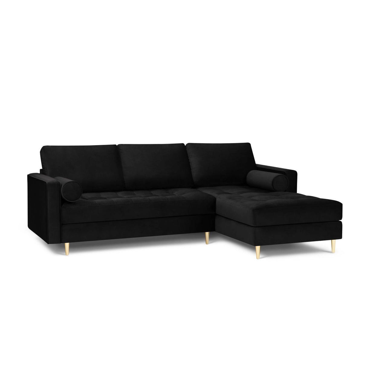 Aspen 4-Sitzer Ecksofa, Rechte Seite, aus Samt in Schwarz (Salvador 19), 236x170x90 cm von Cosmopolitan Design – Bild 2