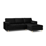 Aspen 4-Sitzer Ecksofa, Rechte Seite, aus Samt in Schwarz (Salvador 19), 236x170x90 cm von Cosmopolitan Design – Bild 2