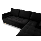 Aspen 4-Sitzer Ecksofa, Rechte Seite, aus Samt in Schwarz (Salvador 19), 236x170x90 cm von Cosmopolitan Design – Bild 4