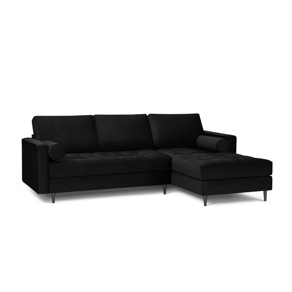 Aspen 4-Sitzer Ecksofa, Rechte Seite, aus Samt in Schwarz (Salvador 19), 236x170x90 cm von Cosmopolitan Design – Bild 2