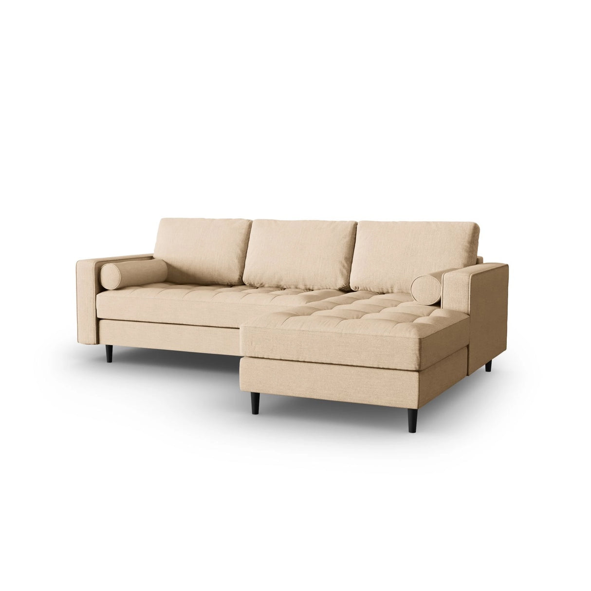 Aspen 4-Sitzer Ecksofa, Rechte Seite, aus Strukturierter Stoff in Beige (Melva 06), 236x170x90 cm von Cosmopolitan Design – Bild 2