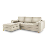 Aspen 5-Sitzer Ecksofa mit Schlaffunktion und Stauraum, Linke Seite, aus Samt in Dunkelbeige (Salvador 2), 240x175x96 cm von Cosmopolitan Design – Bild 1