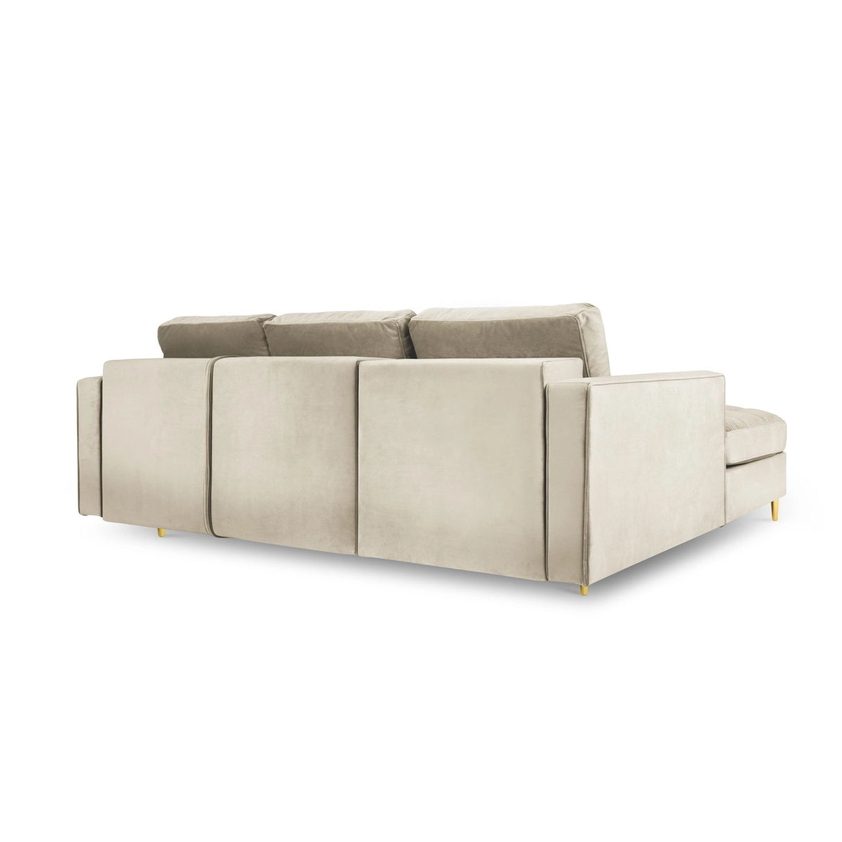 Aspen 5-Sitzer Ecksofa mit Schlaffunktion und Stauraum, Linke Seite, aus Samt in Dunkelbeige (Salvador 2), 240x175x96 cm von Cosmopolitan Design – Bild 4