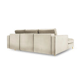 Aspen 5-Sitzer Ecksofa mit Schlaffunktion und Stauraum, Linke Seite, aus Samt in Dunkelbeige (Salvador 2), 240x175x96 cm von Cosmopolitan Design – Bild 4