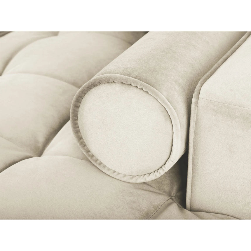Aspen 5-Sitzer Ecksofa mit Schlaffunktion und Stauraum, Linke Seite, aus Samt in Dunkelbeige (Salvador 2), 240x175x96 cm von Cosmopolitan Design – Bild 6