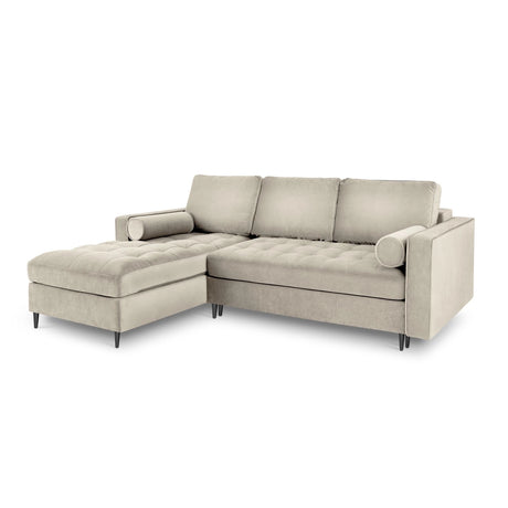 Aspen 5-Sitzer Ecksofa mit Schlaffunktion und Stauraum, Linke Seite, aus Samt in Dunkelbeige (Salvador 2), 240x175x96 cm von Cosmopolitan Design – Bild 1