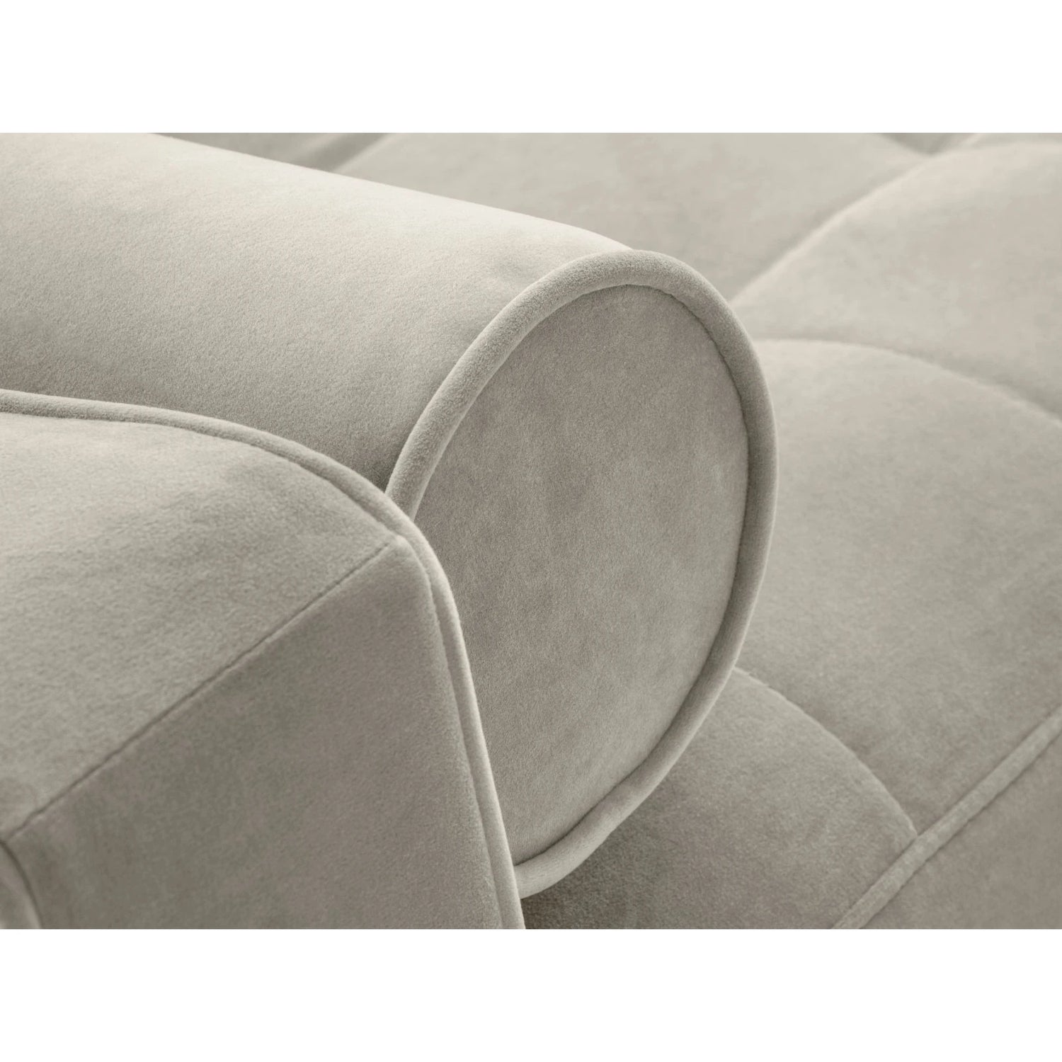 Aspen 5-Sitzer Ecksofa mit Schlaffunktion und Stauraum, Linke Seite, aus Samt in Dunkelbeige (Salvador 2), 240x175x96 cm von Cosmopolitan Design – Bild 6