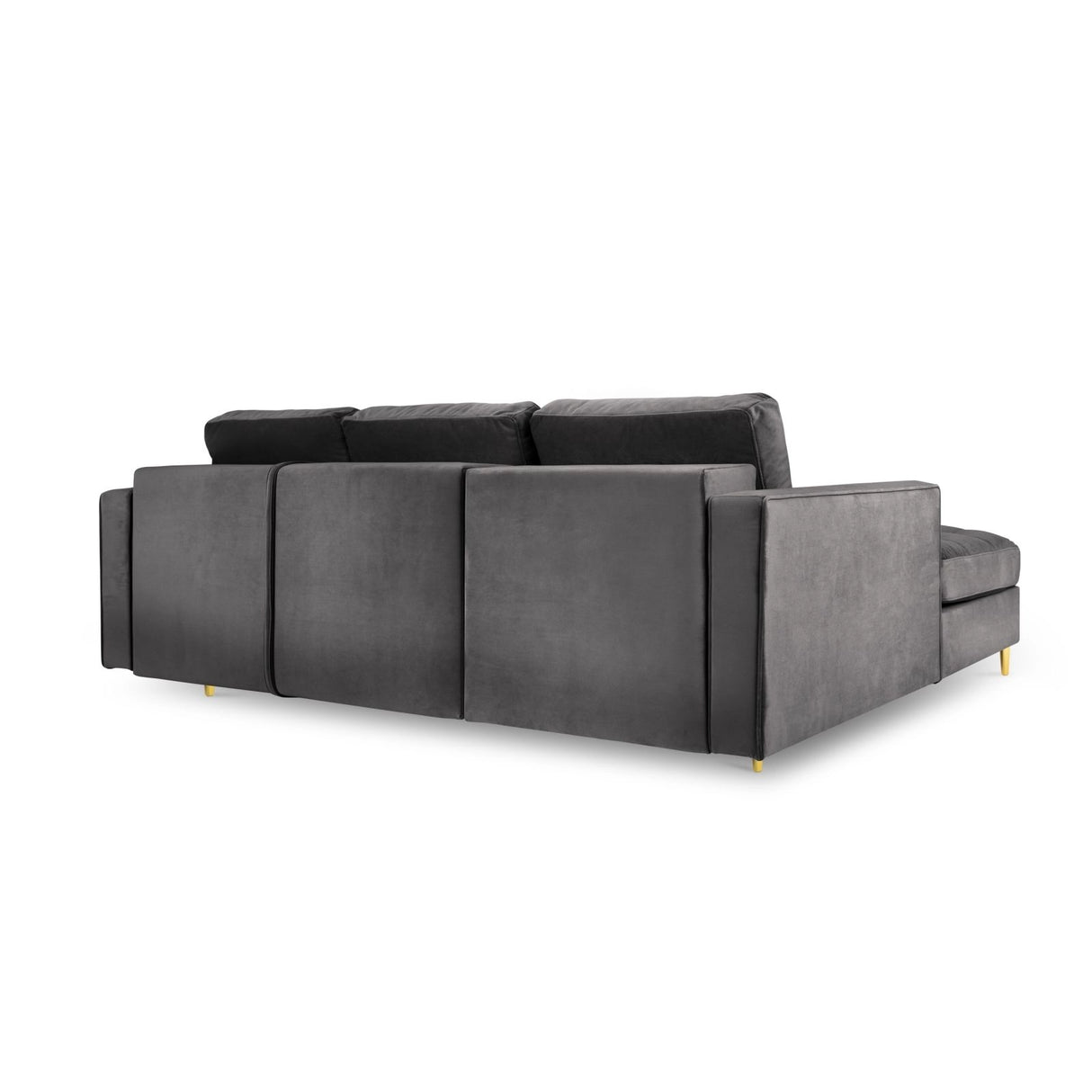 Aspen 5-Sitzer Ecksofa mit Schlaffunktion und Stauraum, Linke Seite, aus Samt in Dunkelgrau (Salvador 18), 240x175x96 cm von Cosmopolitan Design – Bild 4