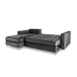 Aspen 5-Sitzer Ecksofa mit Schlaffunktion und Stauraum, Linke Seite, aus Samt in Dunkelgrau (Salvador 18), 240x175x96 cm von Cosmopolitan Design – Bild 5