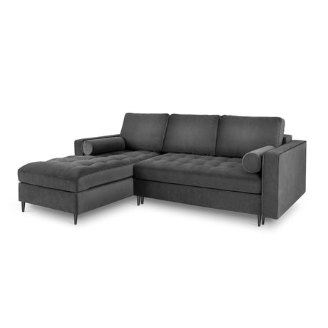 Aspen 5-Sitzer Ecksofa mit Schlaffunktion und Stauraum, Linke Seite, aus Samt in Dunkelgrau (Salvador 18), 240x175x96 cm von Cosmopolitan Design – Bild 1