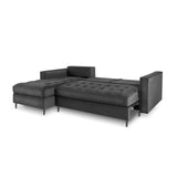 Aspen 5-Sitzer Ecksofa mit Schlaffunktion und Stauraum, Linke Seite, aus Samt in Dunkelgrau (Salvador 18), 240x175x96 cm von Cosmopolitan Design – Bild 5