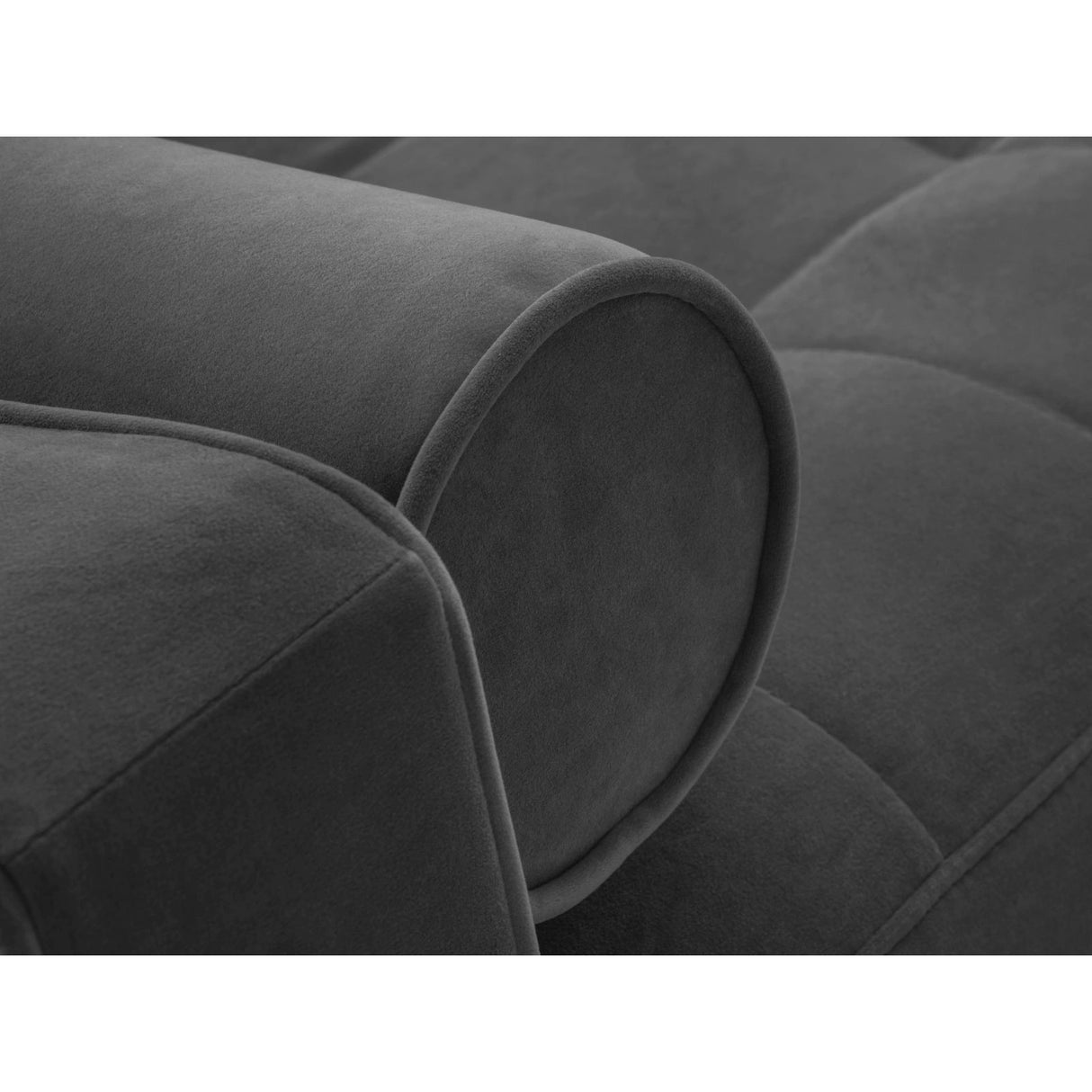Aspen 5-Sitzer Ecksofa mit Schlaffunktion und Stauraum, Linke Seite, aus Samt in Dunkelgrau (Salvador 18), 240x175x96 cm von Cosmopolitan Design – Bild 6