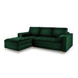 Aspen 5-Sitzer Ecksofa mit Schlaffunktion und Stauraum, Linke Seite, aus Samt in Flaschengrün (Salvador 7), 240x175x96 cm von Cosmopolitan Design – Bild 1