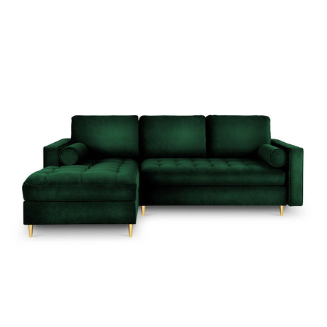 Aspen 5-Sitzer Ecksofa mit Schlaffunktion und Stauraum, Linke Seite, aus Samt in Flaschengrün (Salvador 7), 240x175x96 cm von Cosmopolitan Design – Bild 3