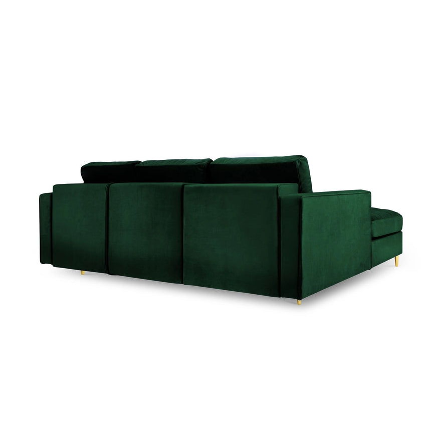 Aspen 5-Sitzer Ecksofa mit Schlaffunktion und Stauraum, Linke Seite, aus Samt in Flaschengrün (Salvador 7), 240x175x96 cm von Cosmopolitan Design – Bild 4