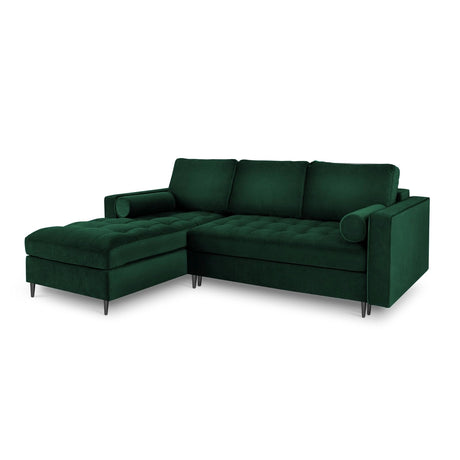Aspen 5-Sitzer Ecksofa mit Schlaffunktion und Stauraum, Linke Seite, aus Samt in Flaschengrün (Salvador 7), 240x175x96 cm von Cosmopolitan Design – Bild 1