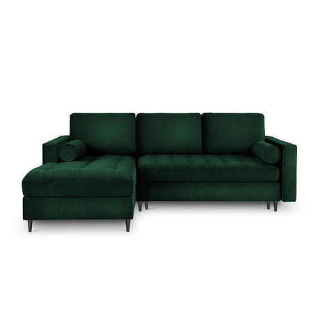 Aspen 5-Sitzer Ecksofa mit Schlaffunktion und Stauraum, Linke Seite, aus Samt in Flaschengrün (Salvador 7), 240x175x96 cm von Cosmopolitan Design – Bild 3