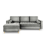 Aspen 5-Sitzer Ecksofa mit Schlaffunktion und Stauraum, Linke Seite, aus Samt in Grau (Salvador 17), 240x175x96 cm von Cosmopolitan Design – Bild 3