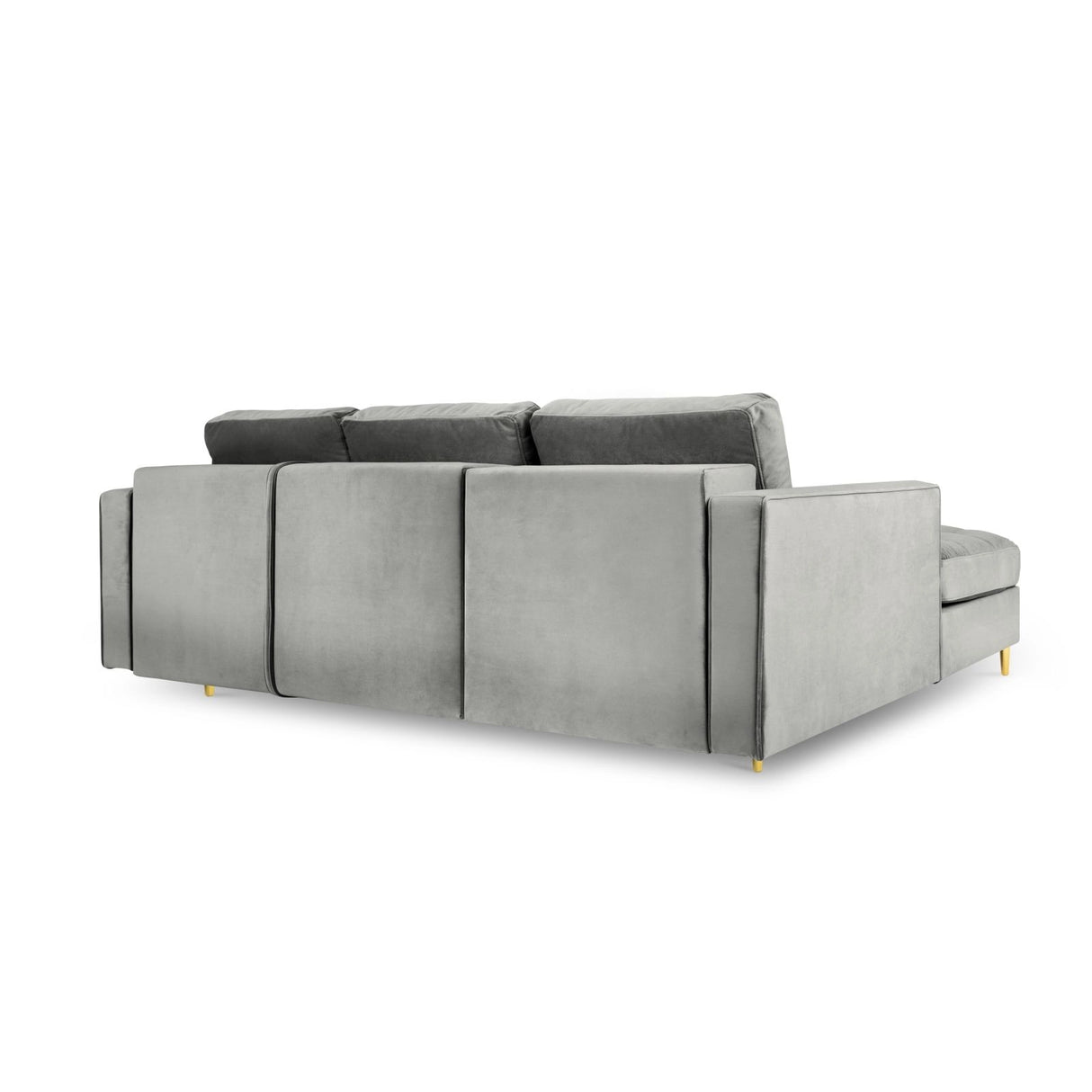 Aspen 5-Sitzer Ecksofa mit Schlaffunktion und Stauraum, Linke Seite, aus Samt in Grau (Salvador 17), 240x175x96 cm von Cosmopolitan Design – Bild 4