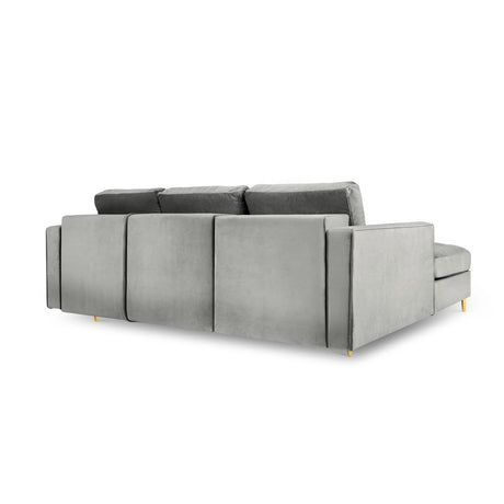 Aspen 5-Sitzer Ecksofa mit Schlaffunktion und Stauraum, Linke Seite, aus Samt in Grau (Salvador 17), 240x175x96 cm von Cosmopolitan Design – Bild 4