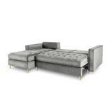 Aspen 5-Sitzer Ecksofa mit Schlaffunktion und Stauraum, Linke Seite, aus Samt in Grau (Salvador 17), 240x175x96 cm von Cosmopolitan Design – Bild 5