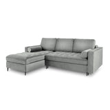 Aspen 5-Sitzer Ecksofa mit Schlaffunktion und Stauraum, Linke Seite, aus Samt in Grau (Salvador 17), 240x175x96 cm von Cosmopolitan Design – Bild 1