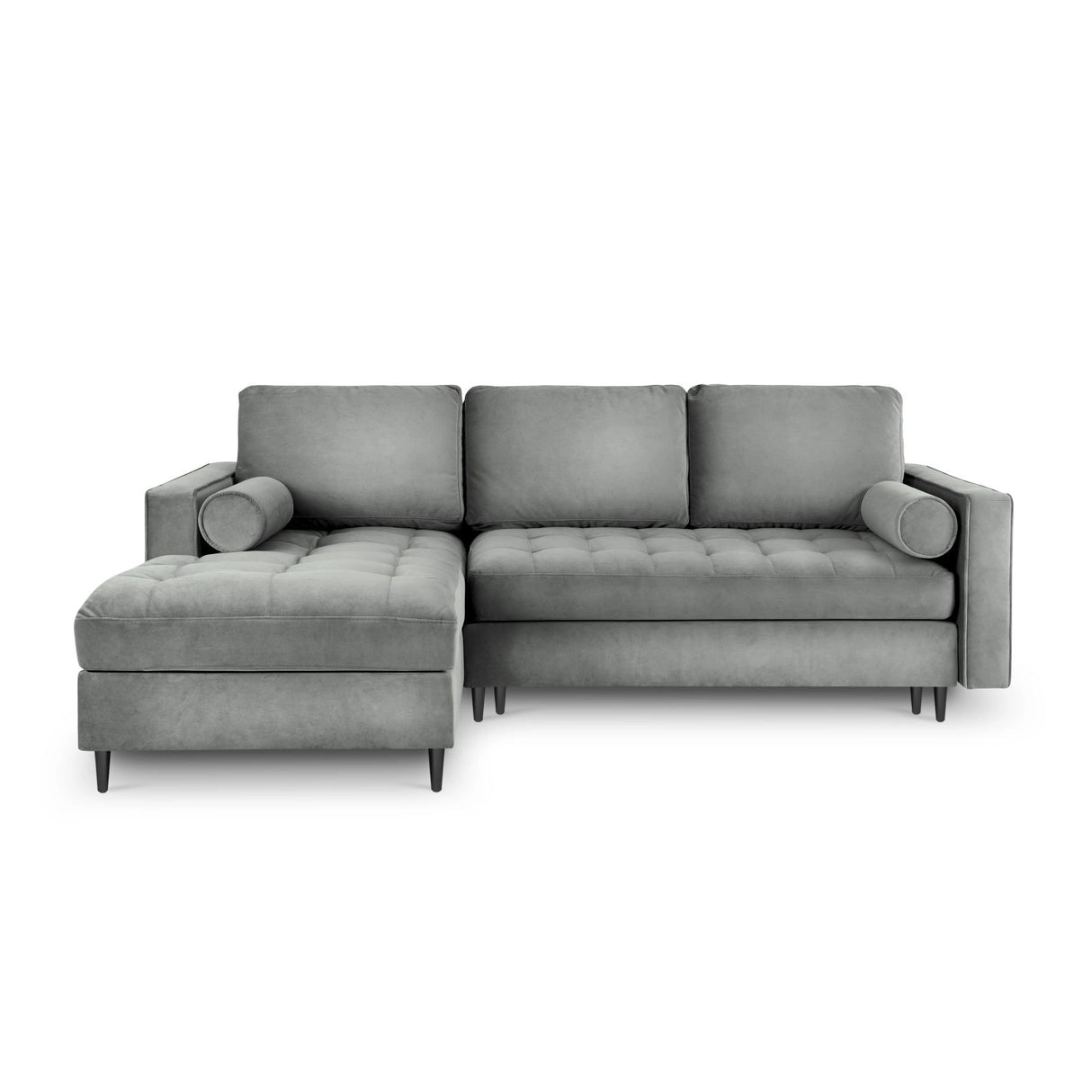 Aspen 5-Sitzer Ecksofa mit Schlaffunktion und Stauraum, Linke Seite, aus Samt in Grau (Salvador 17), 240x175x96 cm von Cosmopolitan Design – Bild 3