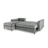 Aspen 5-Sitzer Ecksofa mit Schlaffunktion und Stauraum, Linke Seite, aus Samt in Grau (Salvador 17), 240x175x96 cm von Cosmopolitan Design – Bild 5
