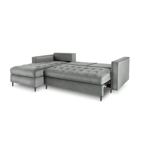 Aspen 5-Sitzer Ecksofa mit Schlaffunktion und Stauraum, Linke Seite, aus Samt in Grau (Salvador 17), 240x175x96 cm von Cosmopolitan Design – Bild 5