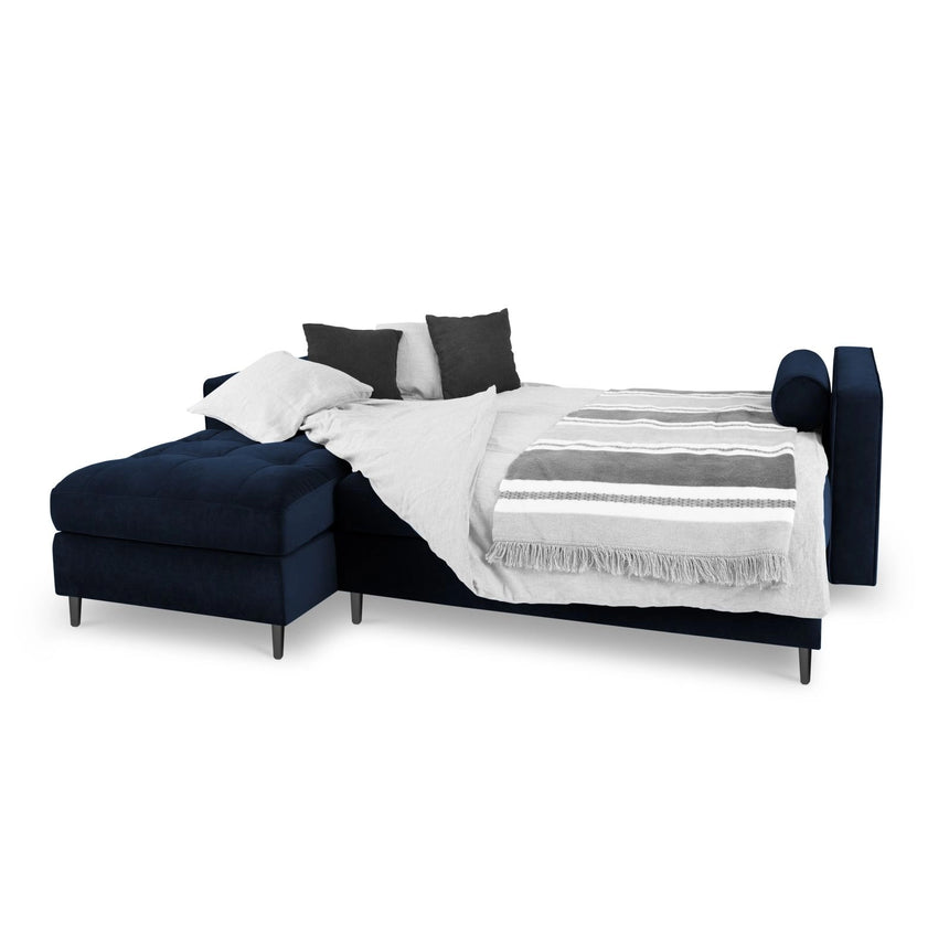 Aspen 5-Sitzer Ecksofa mit Schlaffunktion und Stauraum, Linke Seite, aus Samt in Königsblau (Salvador 5), 240x175x96 cm von Cosmopolitan Design – Bild 2