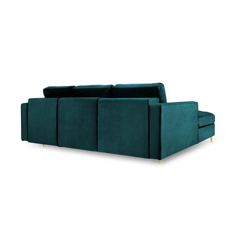 Aspen 5-Sitzer Ecksofa mit Schlaffunktion und Stauraum, Linke Seite, aus Samt in Petrol (Salvador 06), 240x175x96 cm von Cosmopolitan Design – Bild 4