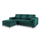 Aspen 5-Sitzer Ecksofa mit Schlaffunktion und Stauraum, Linke Seite, aus Samt in Petrol (Salvador 06), 240x175x96 cm von Cosmopolitan Design – Bild 1