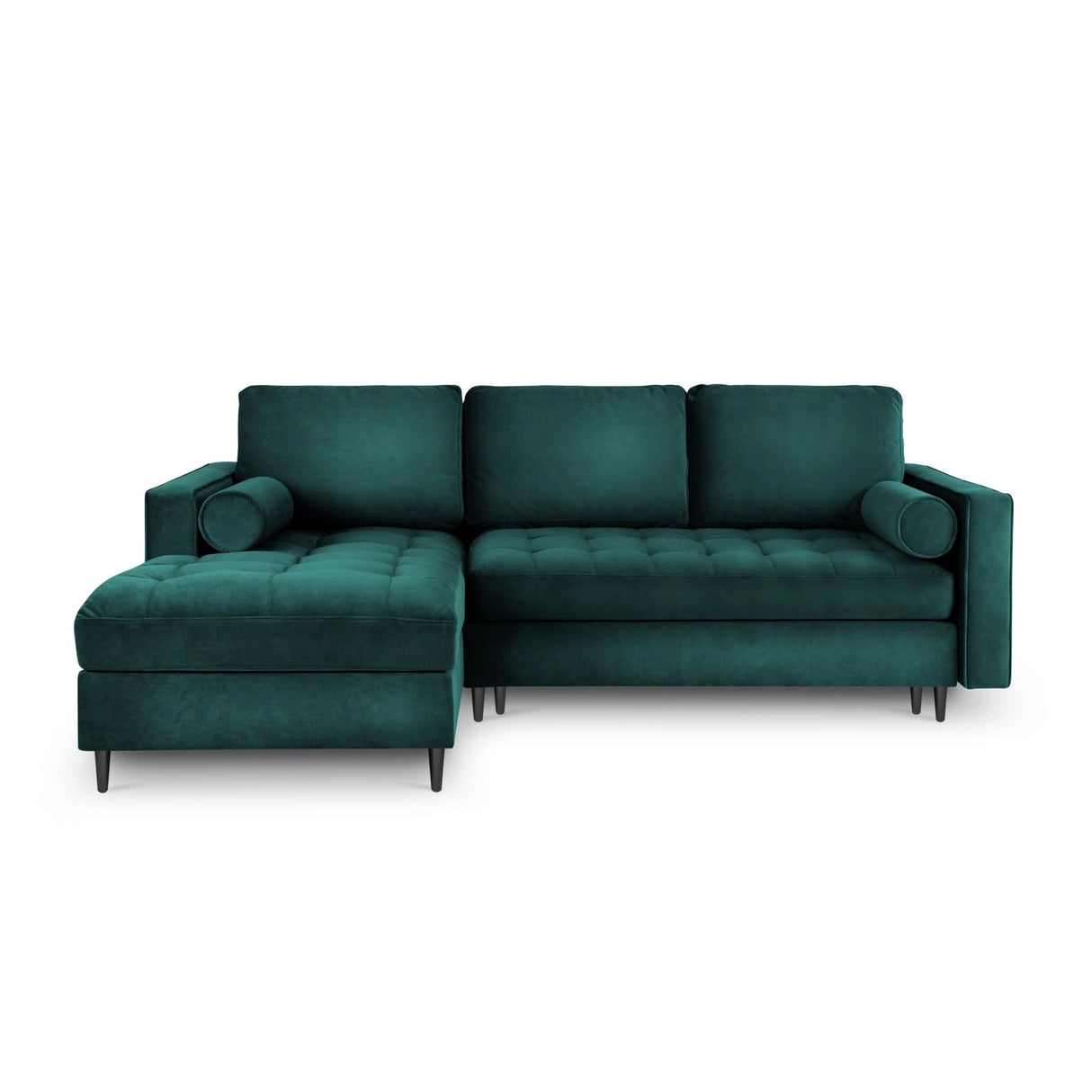 Aspen 5-Sitzer Ecksofa mit Schlaffunktion und Stauraum, Linke Seite, aus Samt in Petrol (Salvador 06), 240x175x96 cm von Cosmopolitan Design – Bild 3