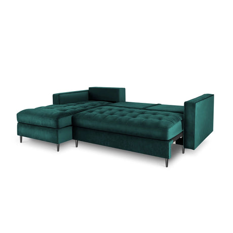 Aspen 5-Sitzer Ecksofa mit Schlaffunktion und Stauraum, Linke Seite, aus Samt in Petrol (Salvador 06), 240x175x96 cm von Cosmopolitan Design – Bild 5