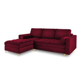 Aspen 5-Sitzer Ecksofa mit Schlaffunktion und Stauraum, Linke Seite, aus Samt in Rot (Salvador 13), 240x175x96 cm von Cosmopolitan Design – Bild 1